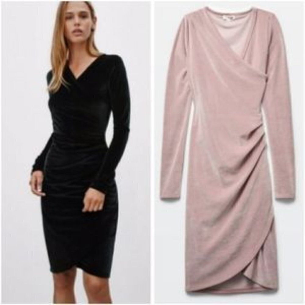 𝅺ARITZIA WILFRED FREE Klum Velvet Wrap Dress Size Small